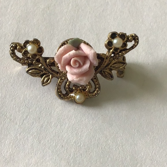 1928 Company Floral & Pearl Pin - Picture 1 of 4